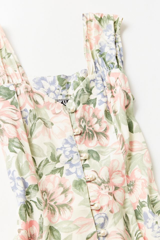Vintage ‘90s Floral Pearl Button Mini Dress #1