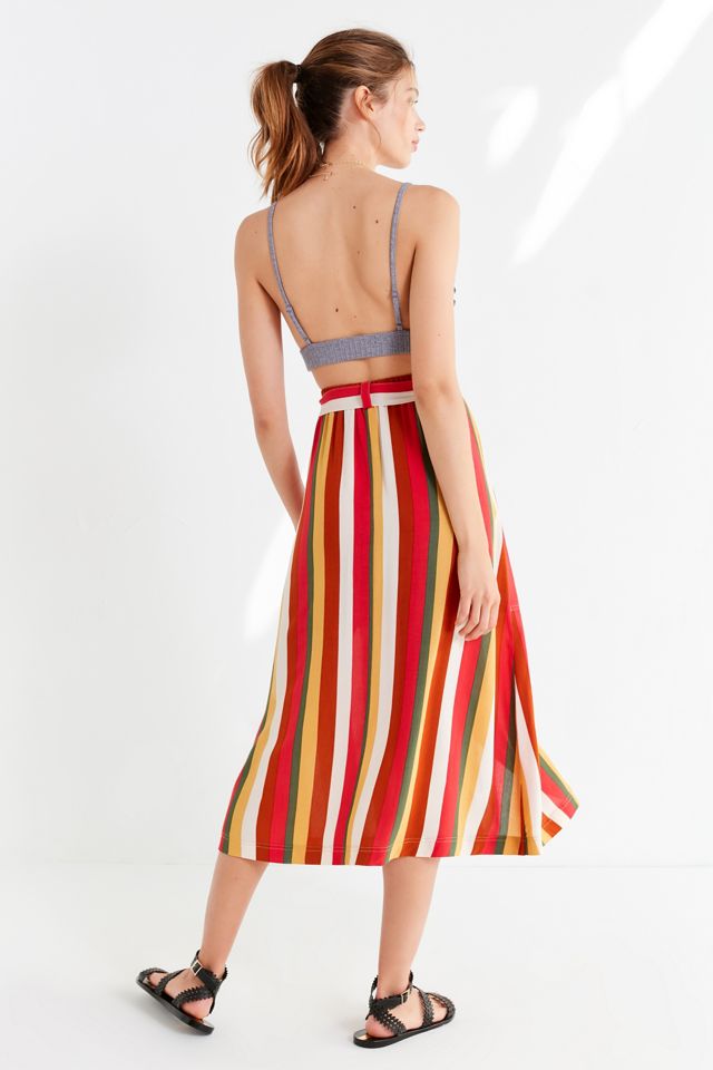 UO Striped Belted Midi Skirt #1