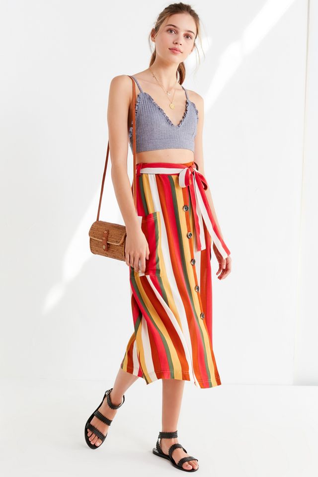 UO Striped Belted Midi Skirt #2