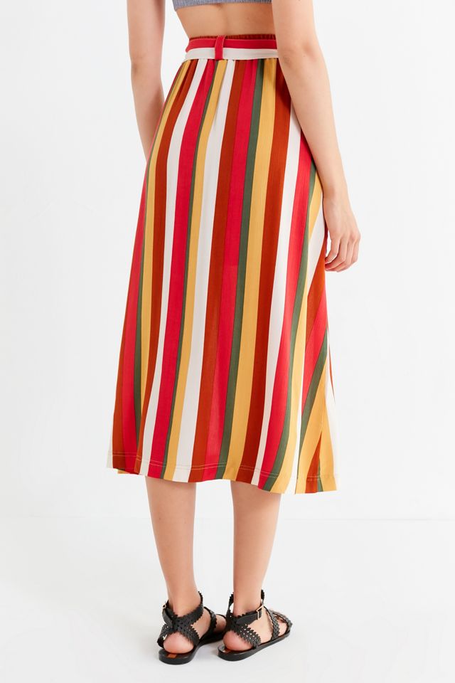 UO Striped Belted Midi Skirt #3