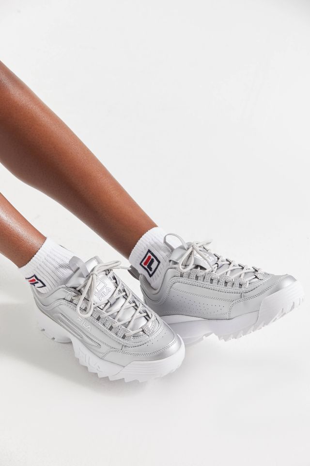 Fila disruptor ii premium metallic silver shoes best sale