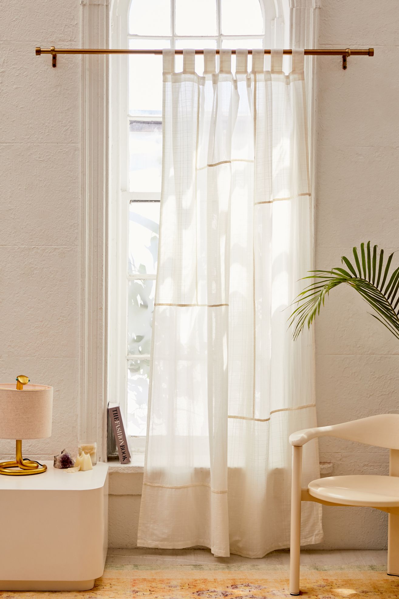 Chloe Patchwork Gauze Curtain Panel - Ivory, 52X84