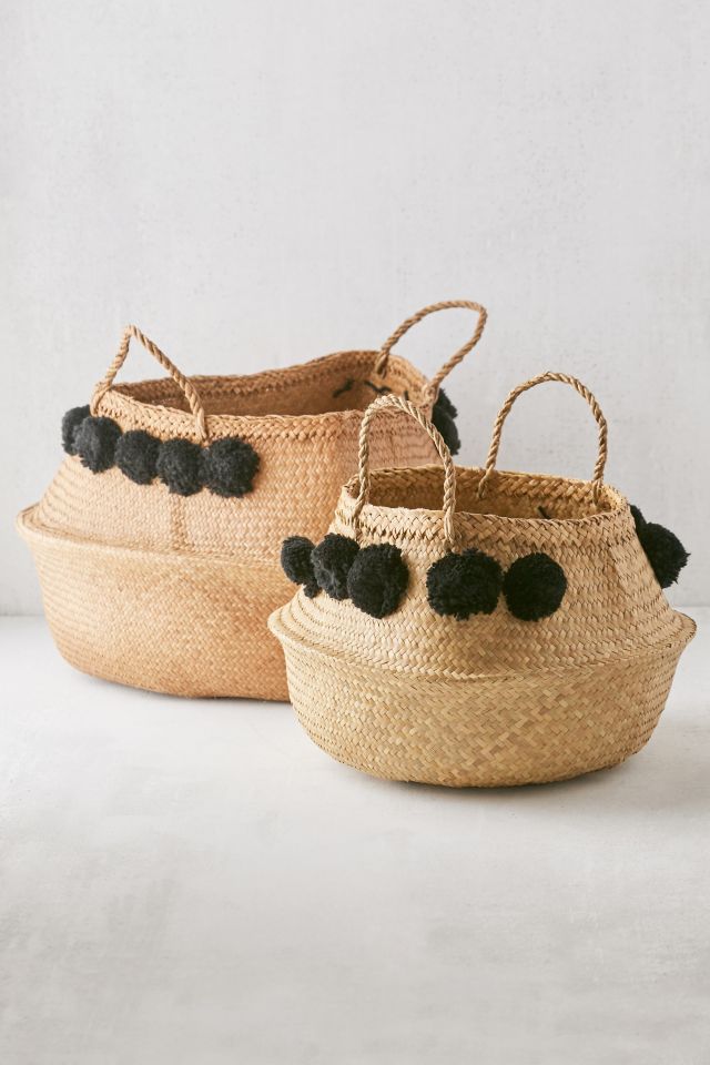 Pompom Wicker Basket - Set Of 2 #1