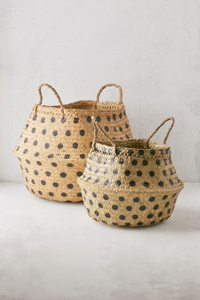Polka Dot Wicker Basket - Set Of 2 #1