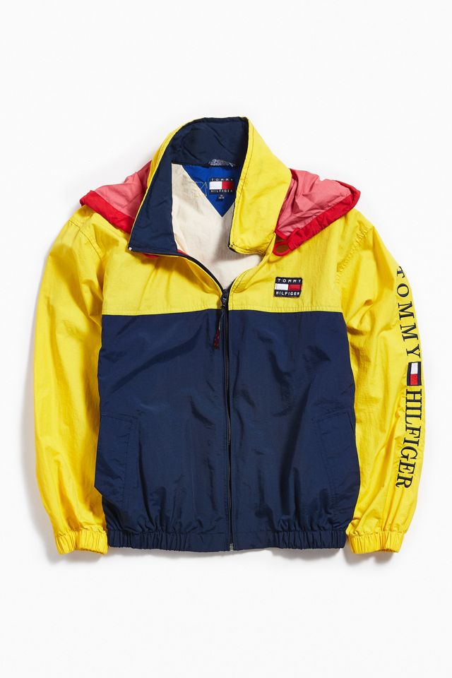 Vintage Tommy Hilfiger Yellow + Navy Windbreaker Jacket | Urban Outfitters