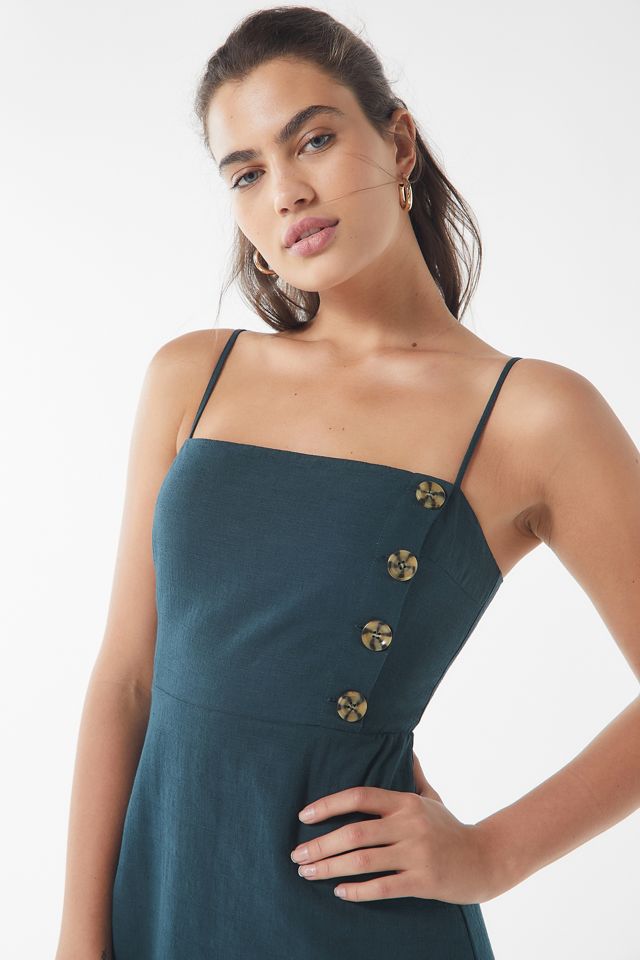 UO Riley Button-Down Linen Mini Dress | Urban Outfitters
