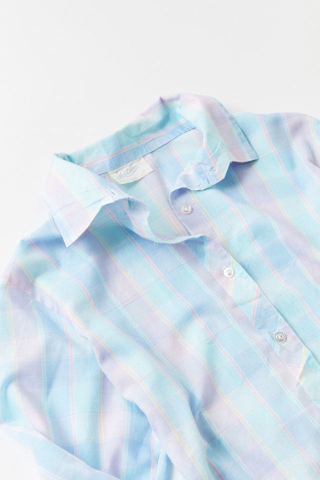 Vintage ‘90s Lightweight Blue Plaid Button-Down Shirt #1