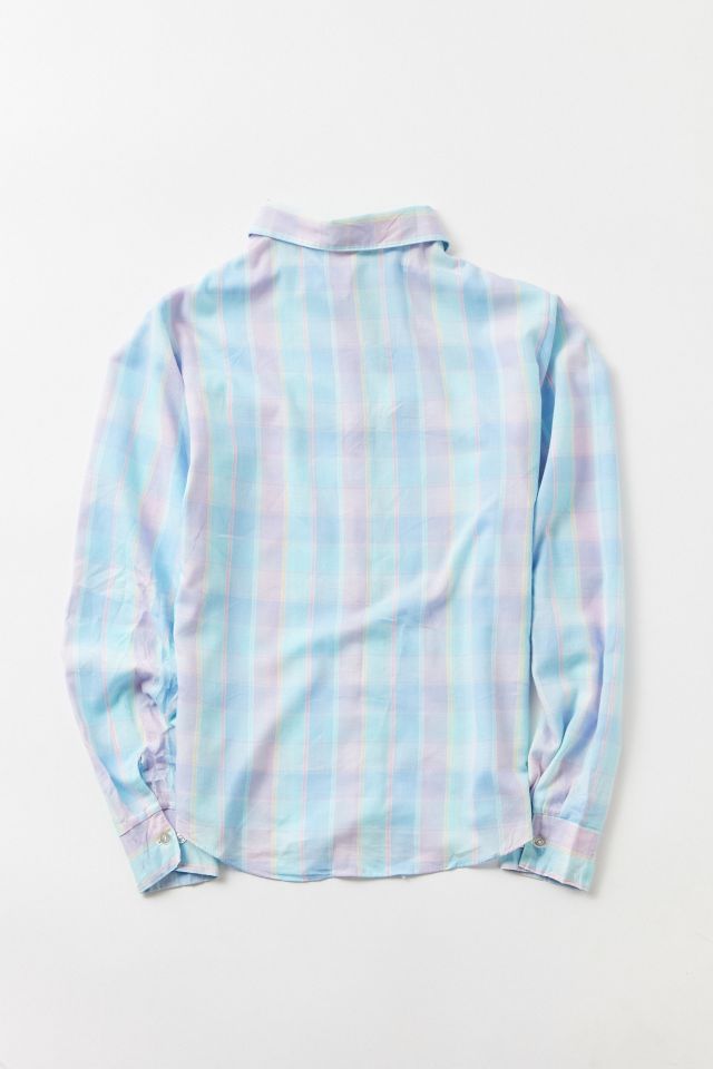 Vintage ‘90s Lightweight Blue Plaid Button-Down Shirt #2