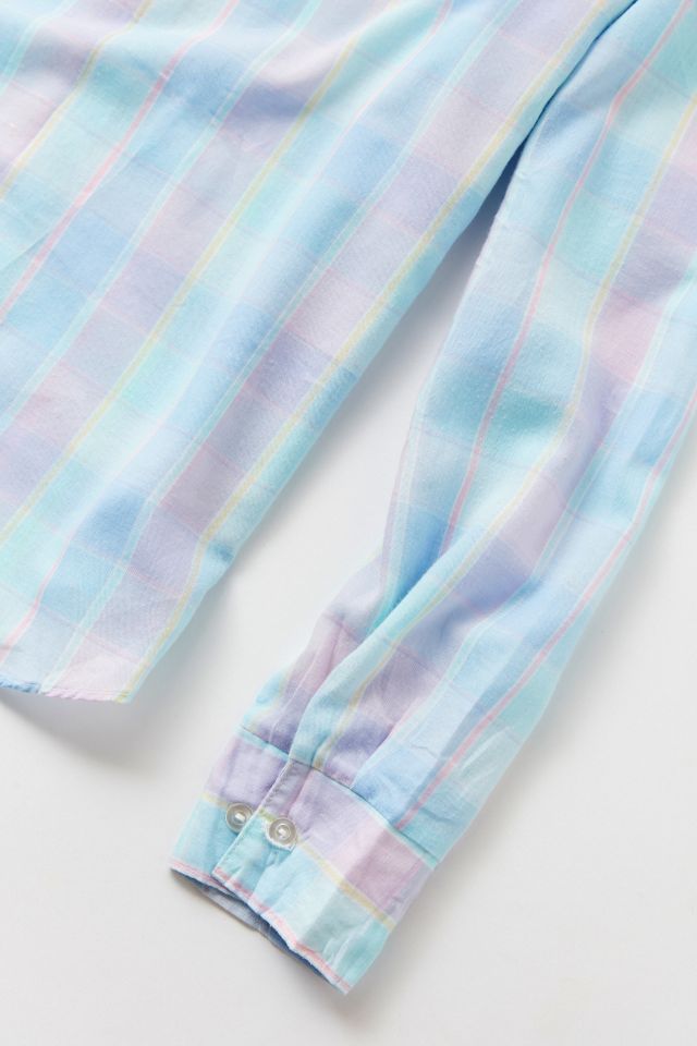 Vintage ‘90s Lightweight Blue Plaid Button-Down Shirt #3