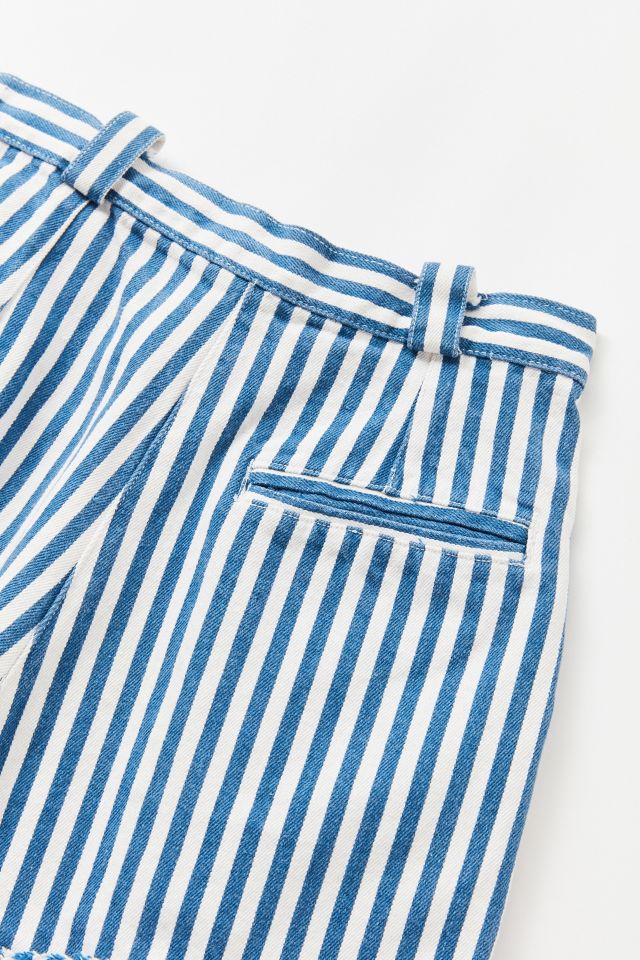 Vintage ‘90s Frayed Hem Stripe Denim Short #3