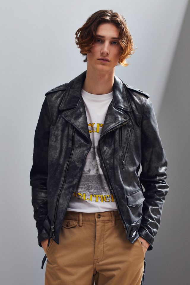 Schott Rogue Metallic Leather Moto Jacket | Urban Outfitters