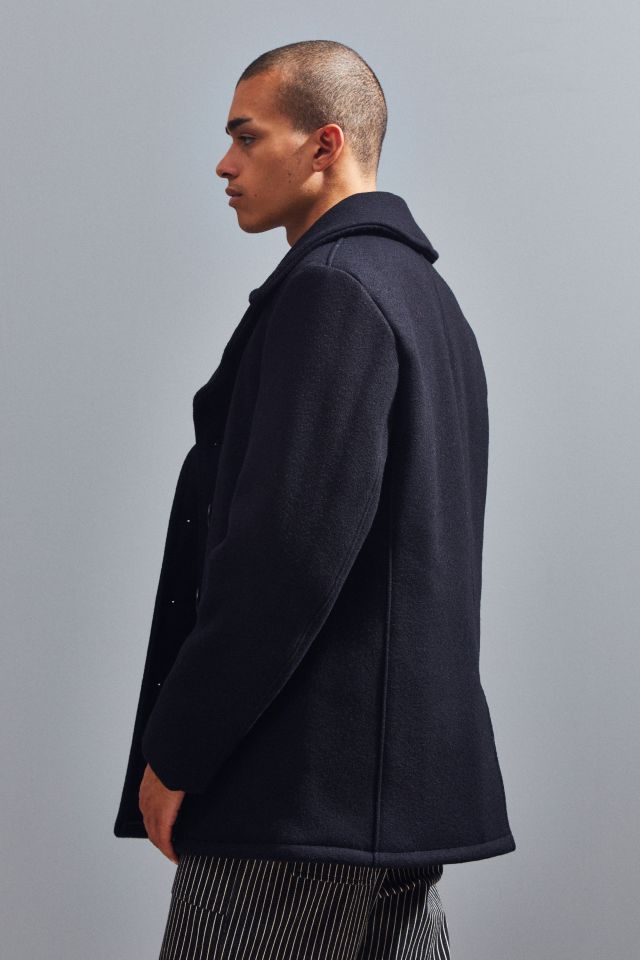 Schott Classic Melton Wool Navy Pea Coat Urban Outfitters