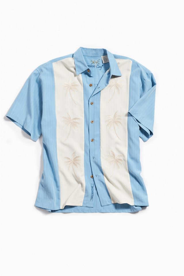 Bamboo Cay Embroidered Palms Panel Short Sleeve Button-Down Shirt #1
