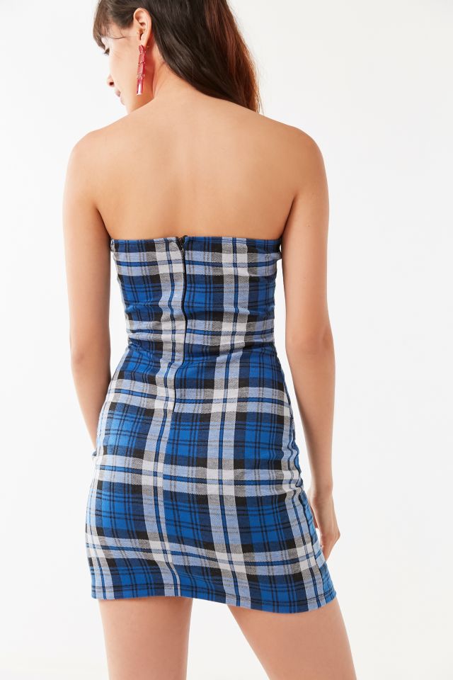 UO Plaid Tube Mini Dress #2