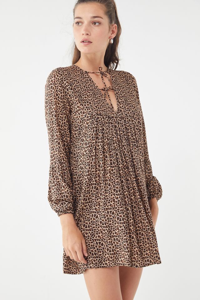 Auguste The Label Cisco Animal Print Babydoll Dress Urban Outfitters