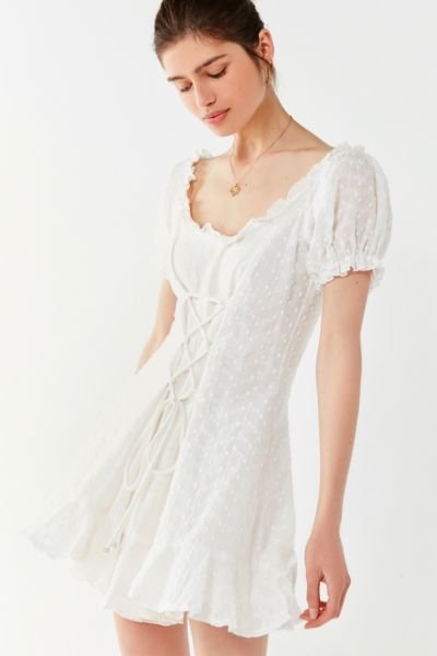 Lioness The Goldie Lace-Up Eyelet Dress ...