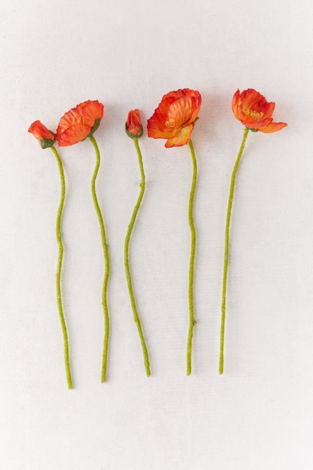 Mini Poppy Faux Flower - Set Of 5 #1