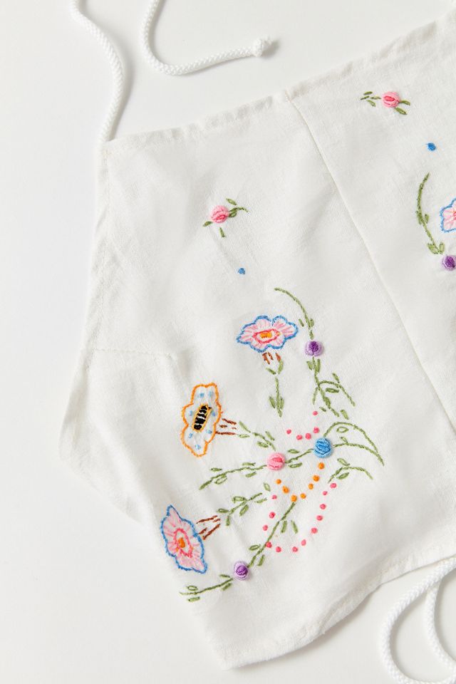 Vintage Remade Embroidered Spring Floral Tie-Back Halter Top | Urban ...