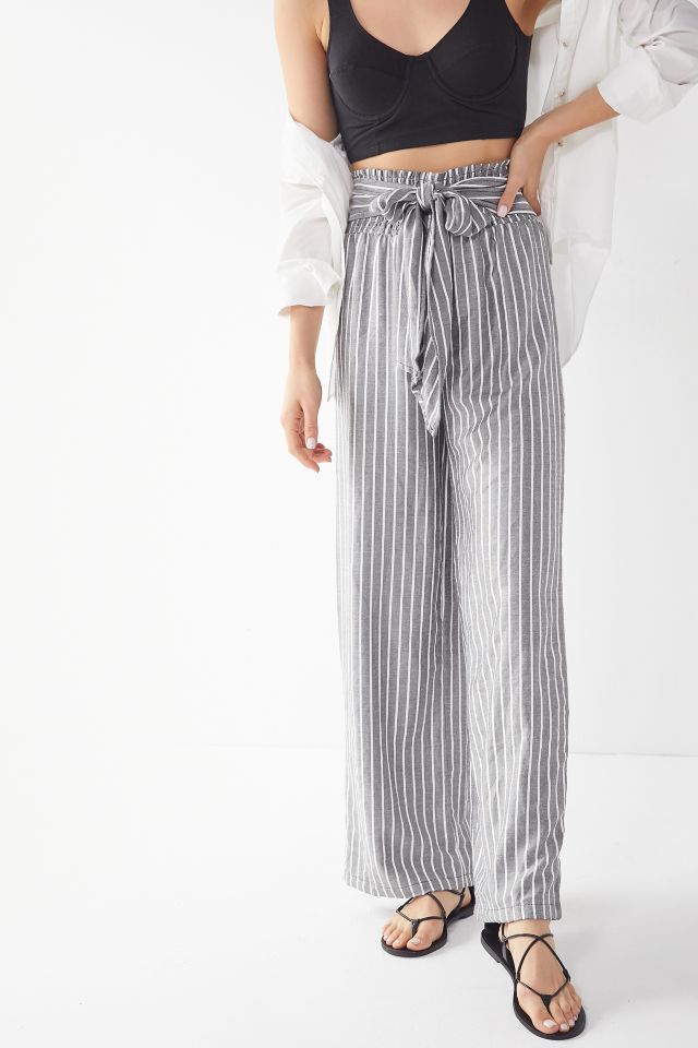 UO Tie-Belt Striped Palazzo Pant | Urban Outfitters