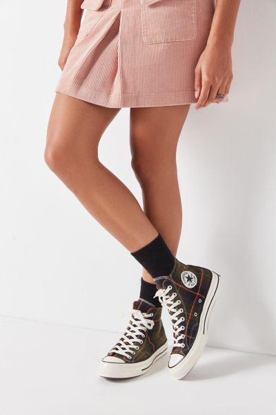 brown plaid converse high tops