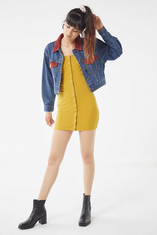 UO Ribbed Knit Snap Button-Down Mini Dress #1