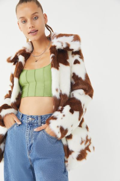 cow print fur jacket