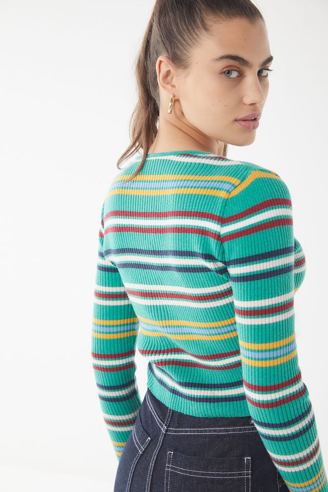 UO Cinch-Front Striped Sweater #1