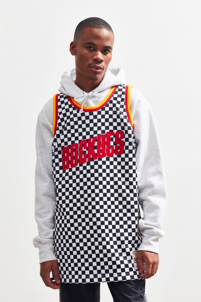 Maillot d’ailier de basketball en damier Houston Rockets Mitchell & Ness #1