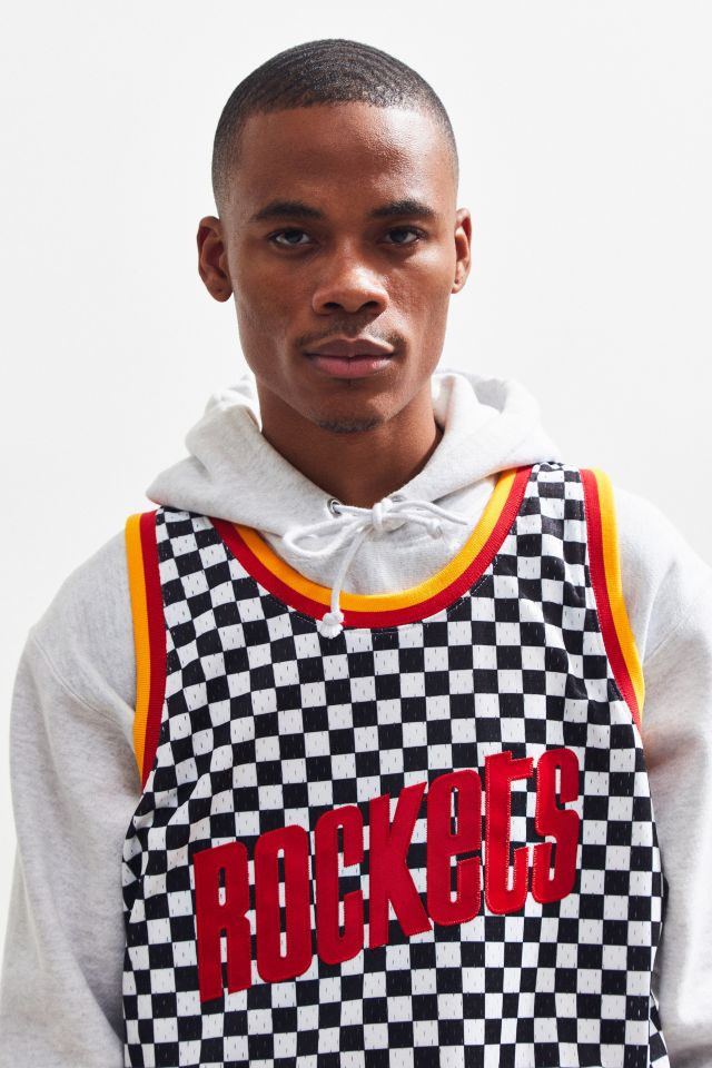 Maillot d’ailier de basketball en damier Houston Rockets Mitchell & Ness #4