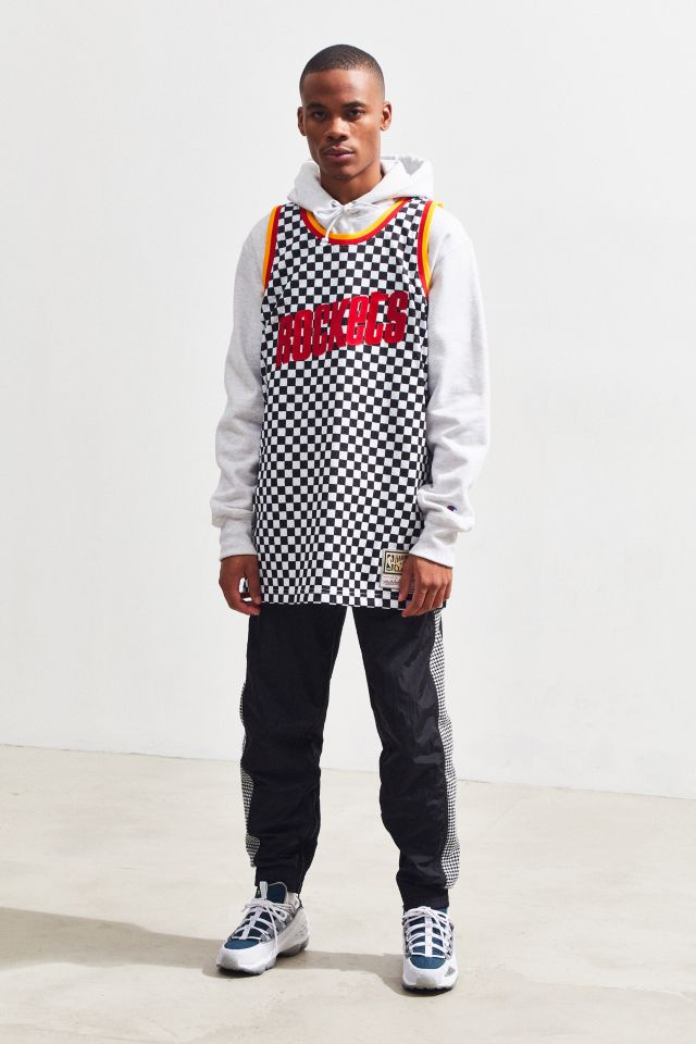 Maillot d’ailier de basketball en damier Houston Rockets Mitchell & Ness #5