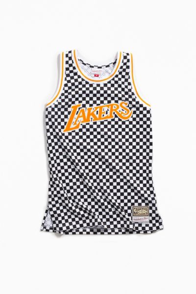 Mitchell Ness Los Angeles Lakers Checkered Swingman Basketball Jersey Urban Outfitters