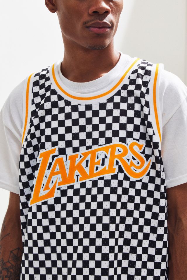 Mitchell Ness Los Angeles Lakers Checkered Swingman Basketball Jersey Urban Outfitters