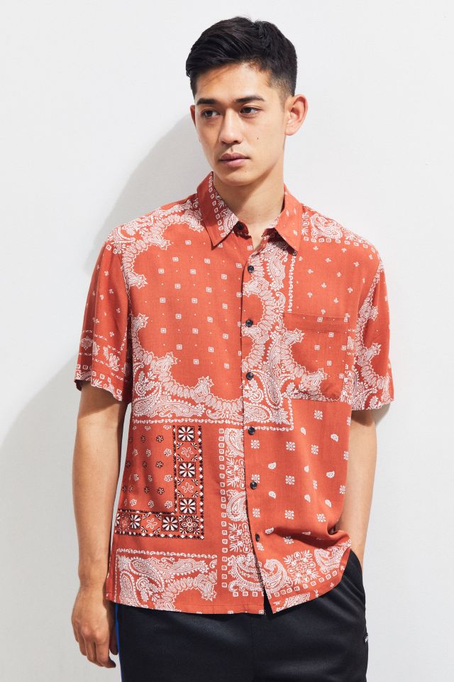 UO Bandana Rayon Short Sleeve Button-Down Shirt | Urban Outfitters