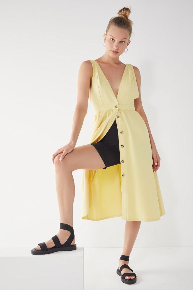 UO Danny Plunging Button-Down Denim Midi Dress #2