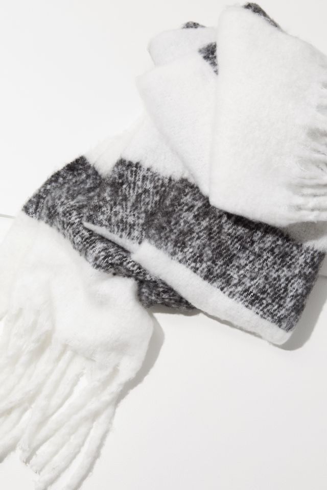 Cozy Nubby Striped Oblong Scarf #1