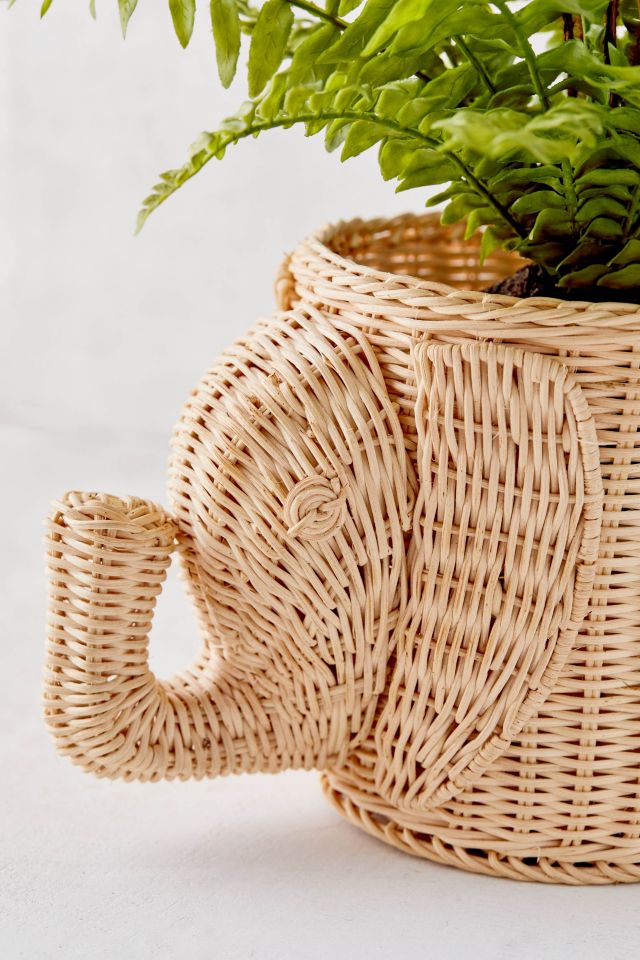 Wicker Elephant Planter #1