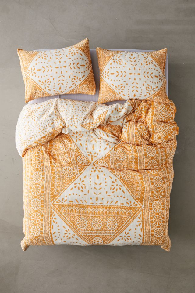 Housse de couette en gaze froissée motif carrelage Eva #1