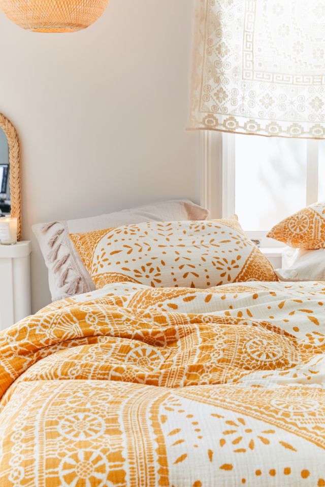 Housse de couette en gaze froissée motif carrelage Eva #2