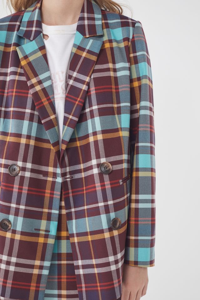 UO Checkered Double-Breasted Blazer #3