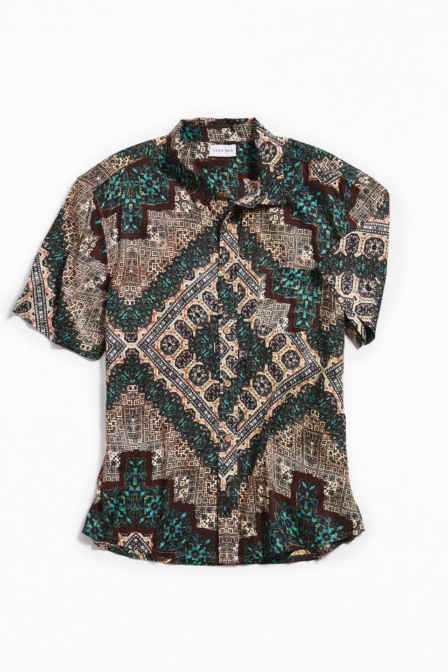 Raga Man Bandana Voile Short Sleeve Button-Down Shirt #1