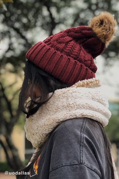 Cable Knit Fur Beanie | Urban Outfitters