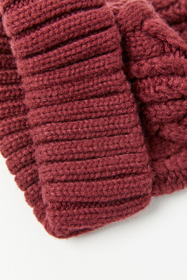 Cable Knit Fur Pompom Beanie #2