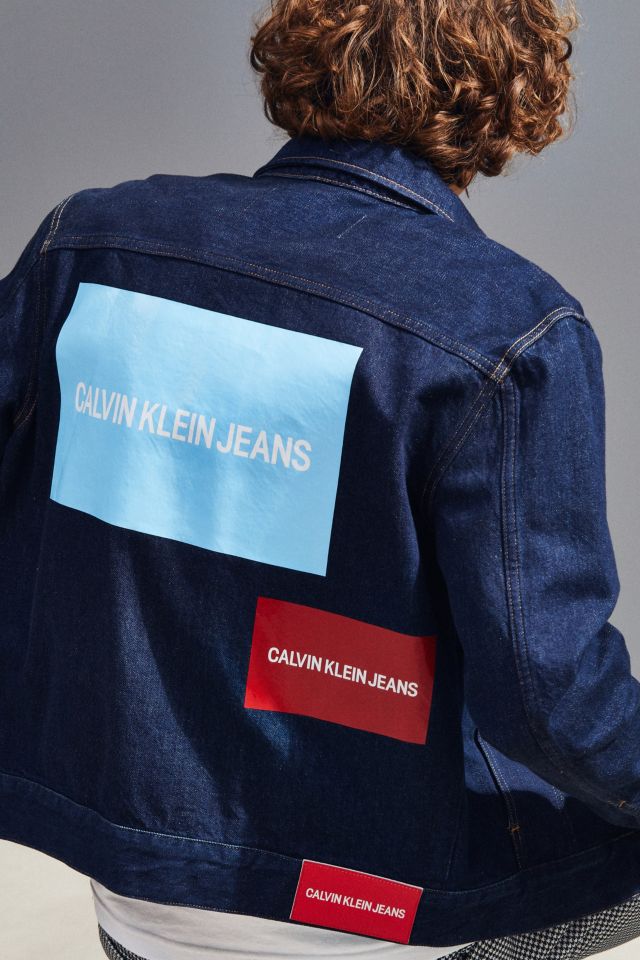 Calvin Klein Placed Logo Denim Trucker Jacket #4