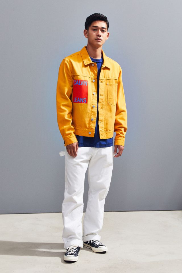 Calvin klein yellow outlet denim jacket