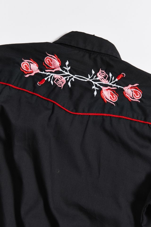 Vintage Embroidered Rose Western Shirt #3
