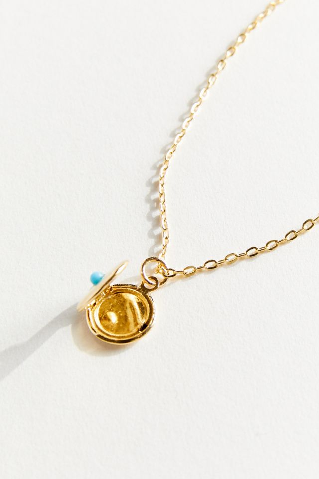 Vintage Stone Locket Necklace #3