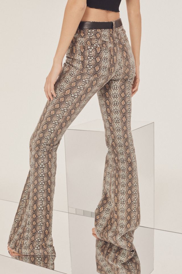 Deadstock Morgan Metallic Snake Skin Print Flare Pants — ECHOCLUBHOUSE