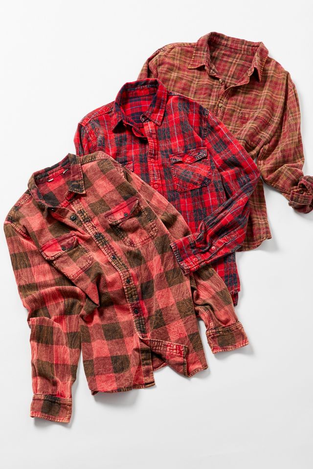 Urban Renewal Remade Acid Wash Button-Down Flannel Shirt #1