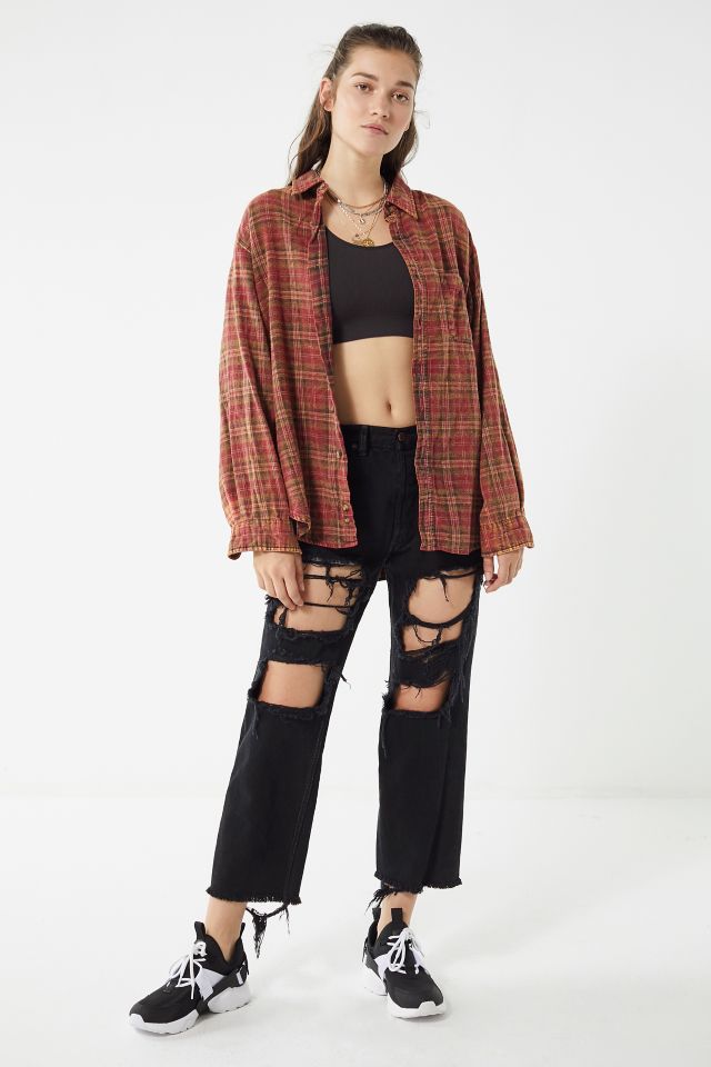 Urban Renewal Remade Acid Wash Button-Down Flannel Shirt #4