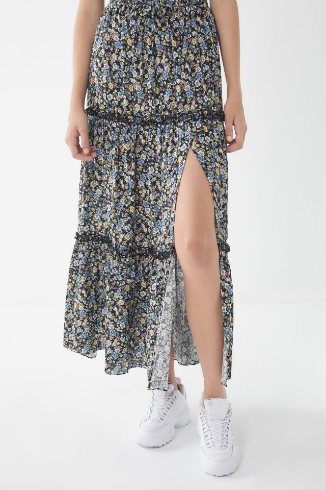 UO Floral Ruffle Maxi Skirt | Urban Outfitters Canada